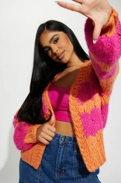 Fashion Nova Finders Keepers Chunky Cardigan - Orange/combo