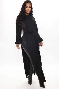 Fashion Nova Slit Just Got Real Tunic Sweater - Black