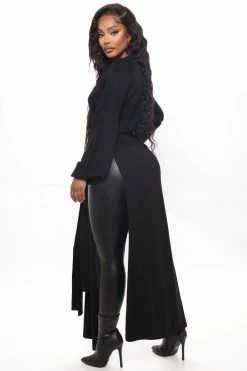 Fashion Nova Slit Just Got Real Tunic Sweater - Black