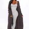 Fashion Nova Foggy Morning Hooded Cardigan - Charcoal Cardigans