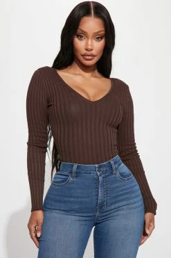 Fashion Nova Kallan Knit Sweater Top - Brown