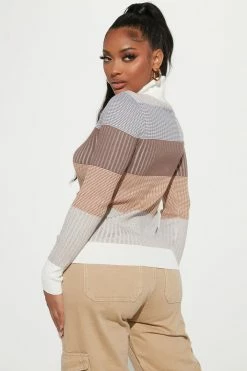 Fashion Nova Pullovers Kyra Turtleneck Ribbed Sweater - Ivory/combo