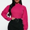 Fashion Nova All That Glitters Funnel Neck Sweater - Pink Pullovers