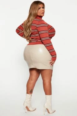 Fashion Nova Call It Out Turtleneck Sweater - Rust/combo Pullovers