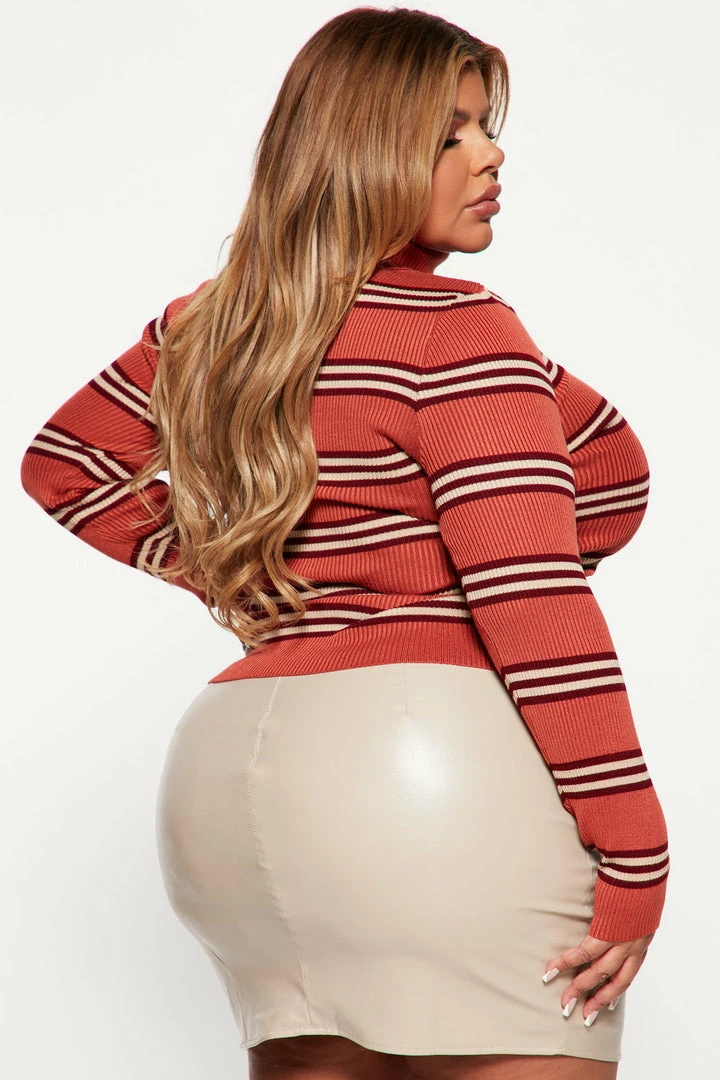 Fashion Nova Call It Out Turtleneck Sweater - Rust/combo Pullovers