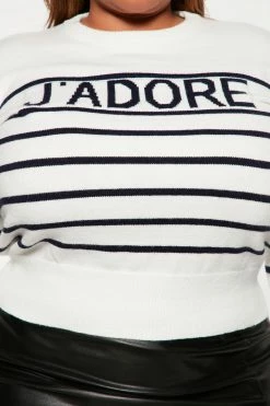 Fashion Nova J'adore Striped Sweater - Ivory Pullovers