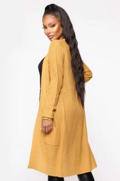 Fashion Nova Cardigans Throw It On Ribbed Cardigan - Mustard