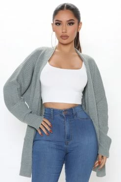 Fashion Nova Cardigans Just Go With It Cardigan - Sage