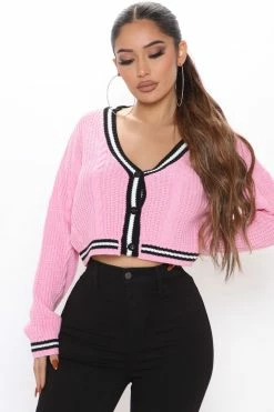 Fashion Nova Cardigans Playing Games Cardigan - Pink