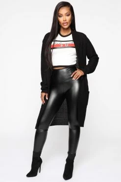 Fashion Nova Throw It On Ribbed Cardigan - Black Cardigans