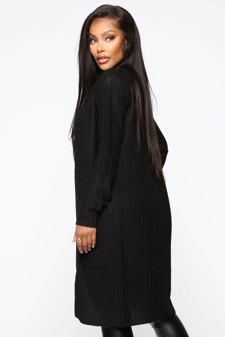 Fashion Nova Throw It On Ribbed Cardigan - Black Cardigans