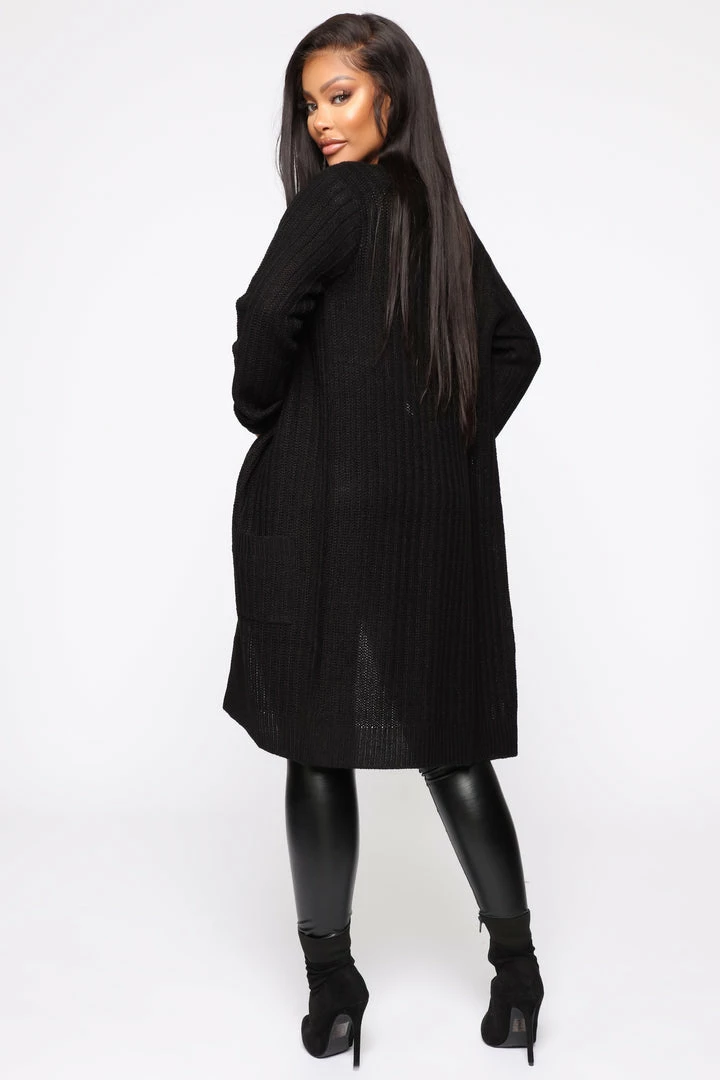 Fashion Nova Throw It On Ribbed Cardigan - Black Cardigans