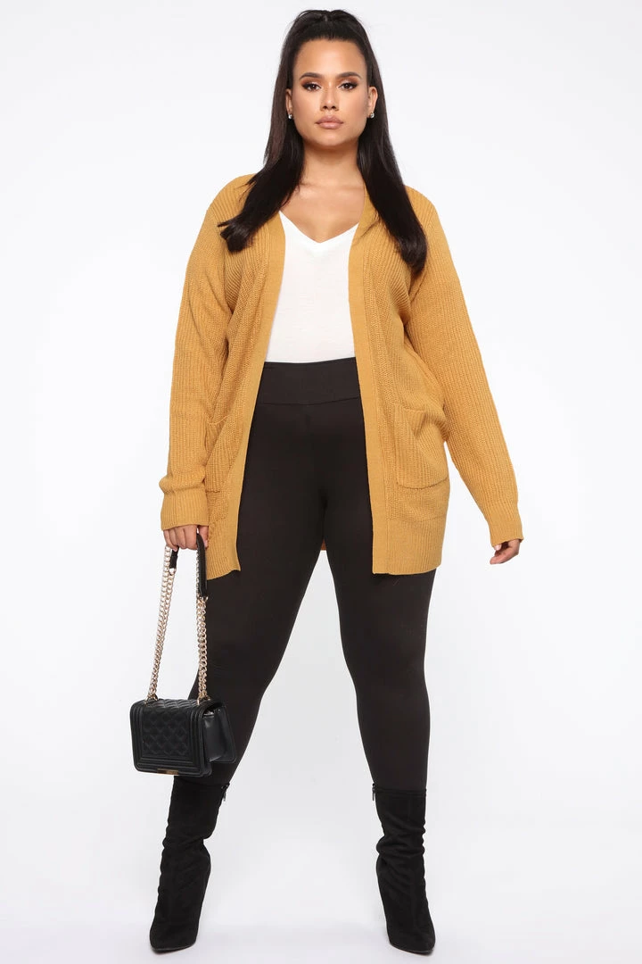 Fashion Nova Cardigans Zoe Two Pocket Cardigan - Mustard