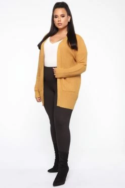 Fashion Nova Cardigans Zoe Two Pocket Cardigan - Mustard