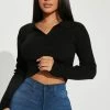 Fashion Nova Amber Crop Sweater - Black