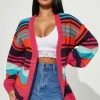 Fashion Nova Total Flirt Striped Cardigan - Pink/combo