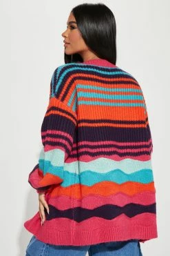 Fashion Nova Total Flirt Striped Cardigan - Pink/combo