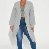 Fashion Nova Cabin Stay Cardigan Sweater - Heather Grey