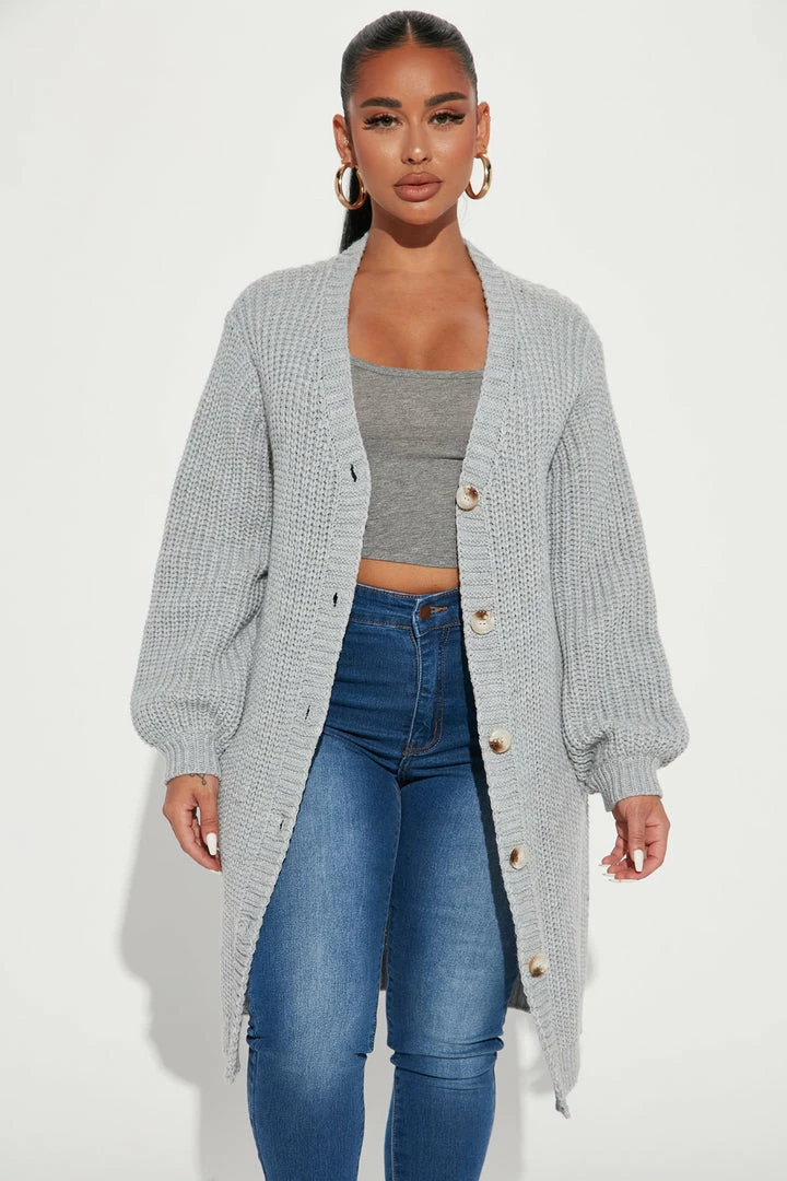 Cheap 👏 Fashion Nova Cabin Stay Cardigan Sweater - Heather Grey 🔔 2 Fashion Nova Cabin Stay Cardigan Sweater - Heather Grey
