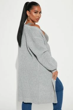 Cheap 👏 Fashion Nova Cabin Stay Cardigan Sweater - Heather Grey 🔔 5 Fashion Nova Cabin Stay Cardigan Sweater - Heather Grey