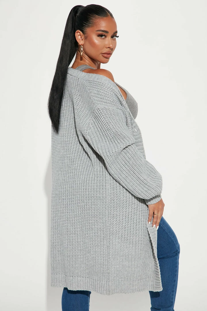 Cheap 👏 Fashion Nova Cabin Stay Cardigan Sweater - Heather Grey 🔔 3 Fashion Nova Cabin Stay Cardigan Sweater - Heather Grey