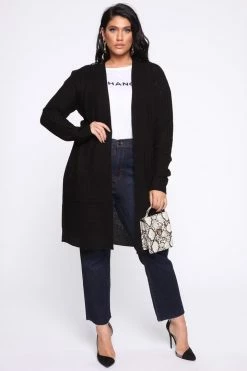 Fashion Nova Throw It On Ribbed Cardigan - Black Cardigans