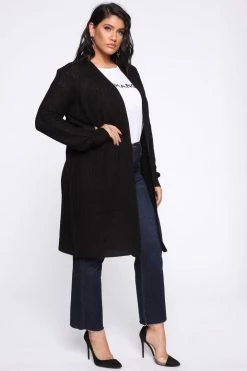 Fashion Nova Throw It On Ribbed Cardigan - Black Cardigans