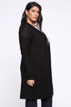 Fashion Nova Throw It On Ribbed Cardigan - Black Cardigans