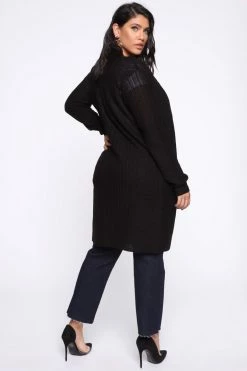 Fashion Nova Throw It On Ribbed Cardigan - Black Cardigans