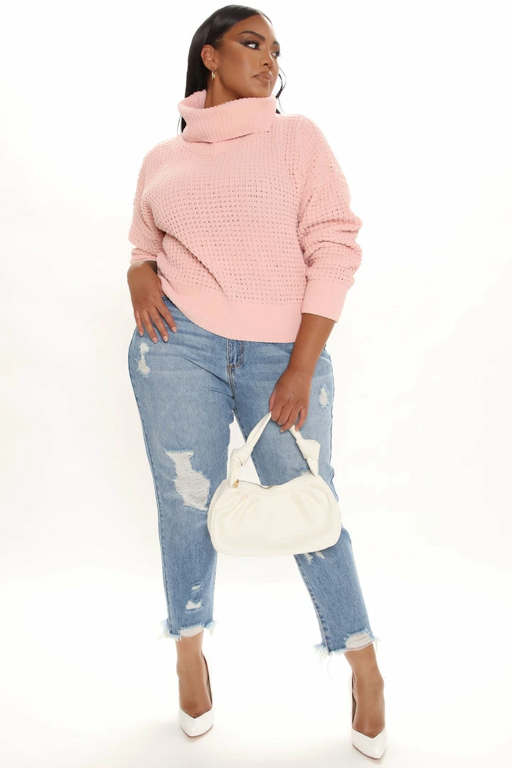 Fashion Nova Cozy Days Turtleneck Sweater - Blush