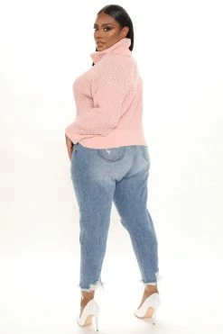 Fashion Nova Cozy Days Turtleneck Sweater - Blush