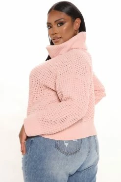 Fashion Nova Cozy Days Turtleneck Sweater - Blush