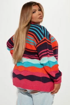 Fashion Nova Total Flirt Striped Cardigan - Pink/combo