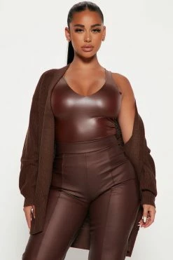 Fashion Nova Lizzy Cardigan Sweater - Chocolate Cardigans