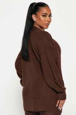 Fashion Nova Lizzy Cardigan Sweater - Chocolate Cardigans