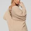 Fashion Nova Brandy Lace Up Sweater - Cocoa