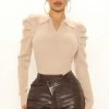 Fashion Nova Pullovers Central Park Puff Sleeve Sweater - Beige
