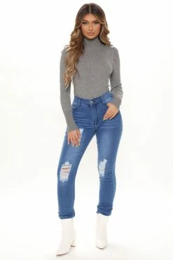 Fashion Nova Get On With It Turtleneck Sweater - Heather Grey