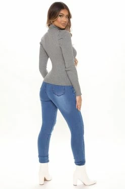 Fashion Nova Get On With It Turtleneck Sweater - Heather Grey