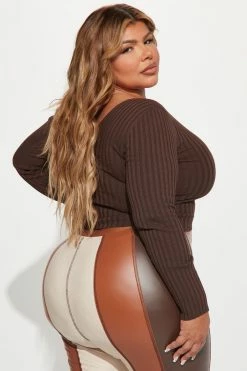 Fashion Nova Kallan Knit Sweater Top - Brown