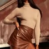 Fashion Nova Pullovers Taylor Crop Turtleneck Sweater - Khaki