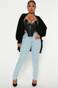 Fashion Nova Lizzy Cardigan Sweater - Black