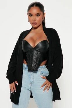 Fashion Nova Lizzy Cardigan Sweater - Black