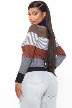 Fashion Nova Pullovers Kyra Turtleneck Ribbed Sweater - Navy/combo