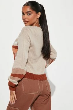 Fashion Nova Mojave Sunset Sweater - Brown/combo