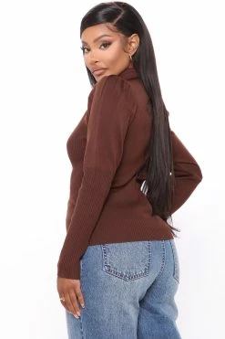 Fashion Nova Adored By You Turtleneck Sweater - Brown