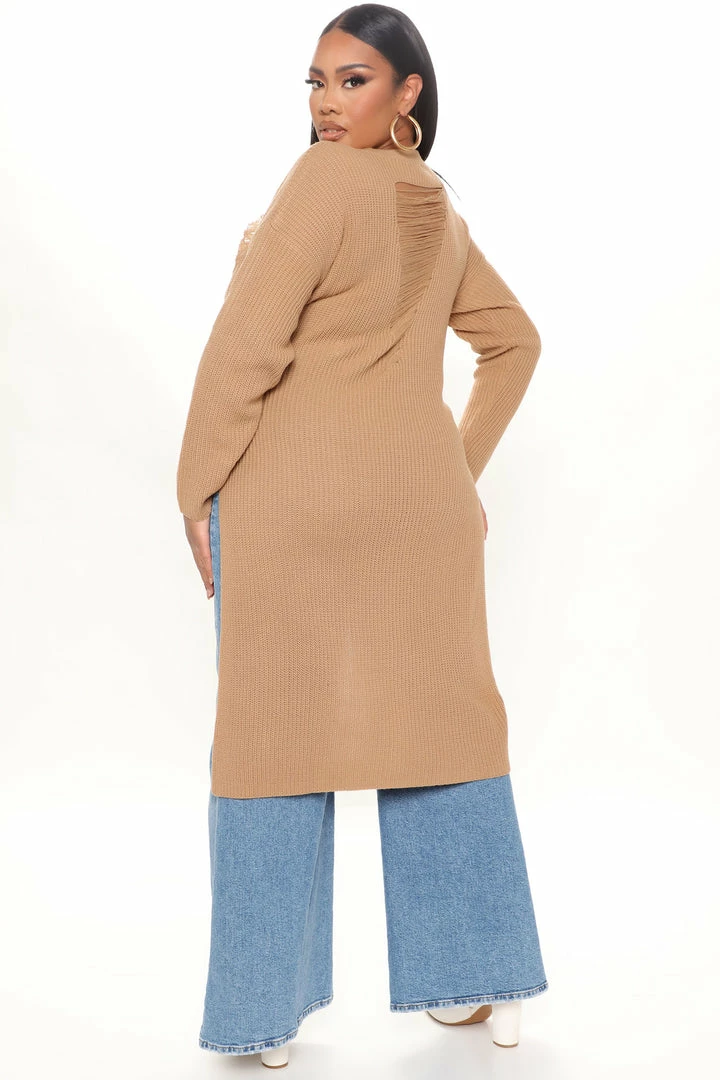 Fashion Nova Pullovers Kara Tie Front Sweater - Tan