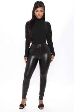 Fashion Nova Adored By You Turtleneck Sweater - Black