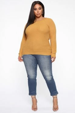 Fashion Nova Pullovers Ariana Waffle Sweater - Mustard