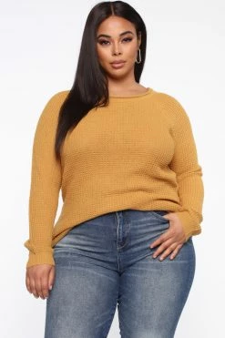 Fashion Nova Pullovers Ariana Waffle Sweater - Mustard